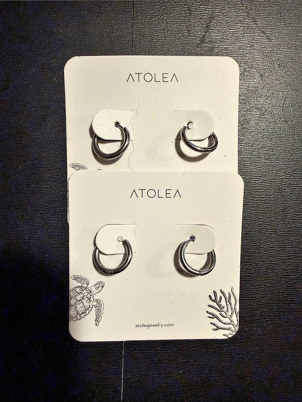 ATOLEA Huggie Hoop Earrings Set Silver